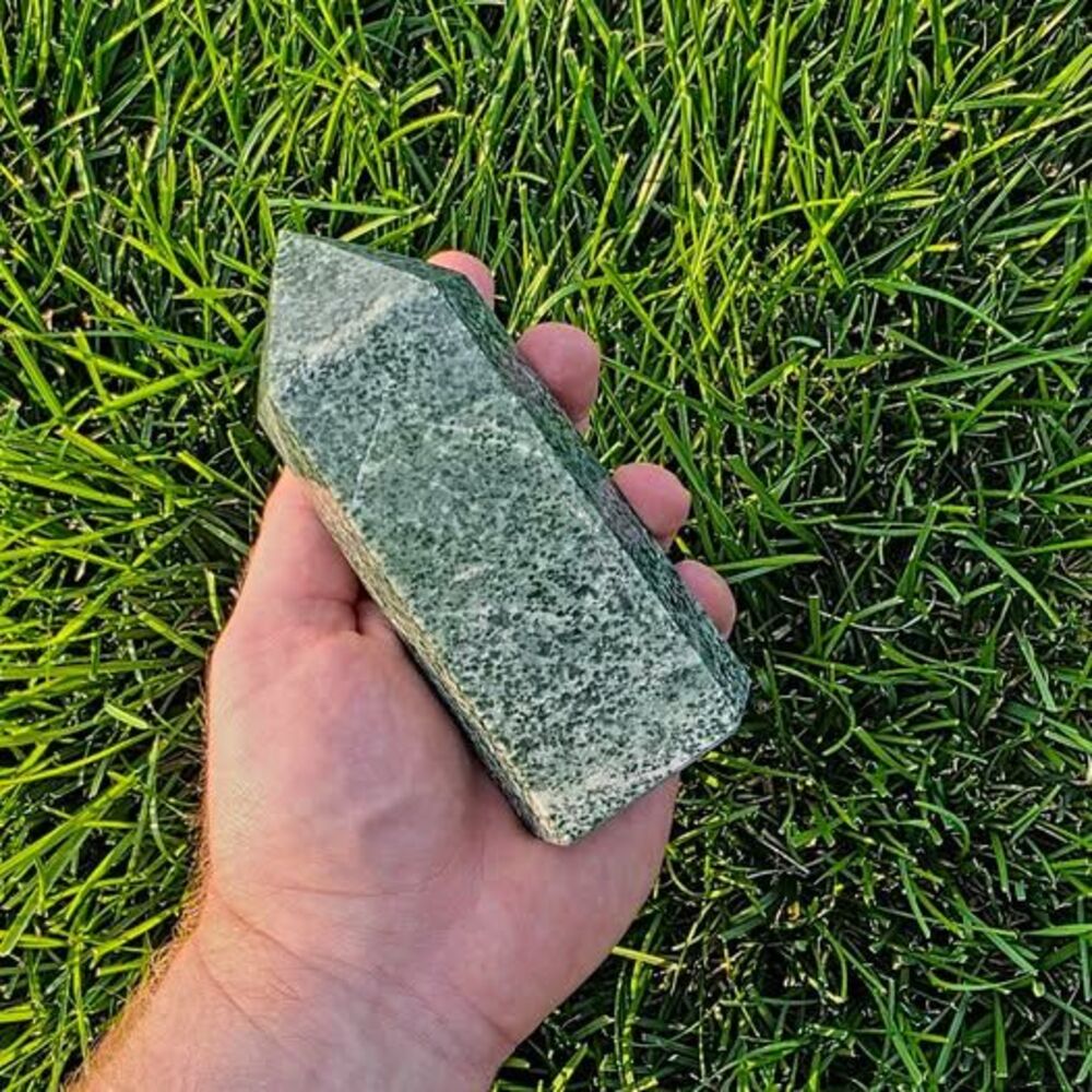 Large Green Spot Jasper Crystal Tower